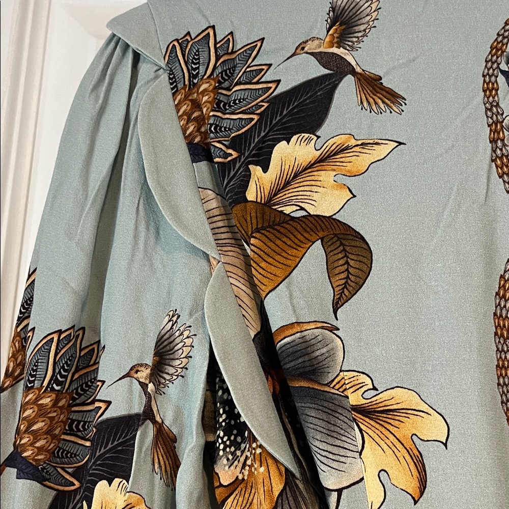 FARM Rio Mixed Snake Garden Wrap Wavy Minidress with Scalloped Edge - Picture 8 of 10